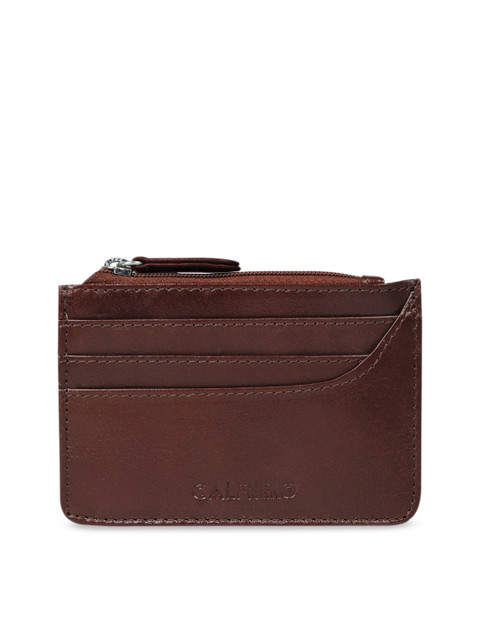 

CALFNERO Unisex Brown Solid Genuine Leather Card Case Wallet