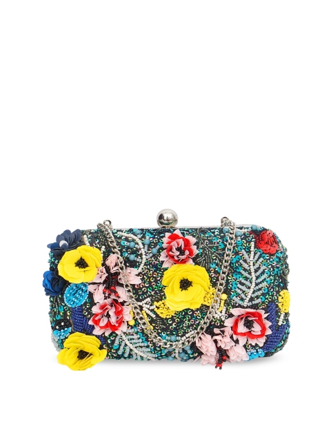 

Diwaah Women Embellished Box Clutch With Shoulder Straps, Yellow