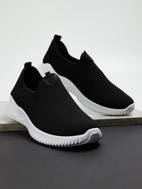 

Forca Men Black Woven Design Slip-On Sneakers