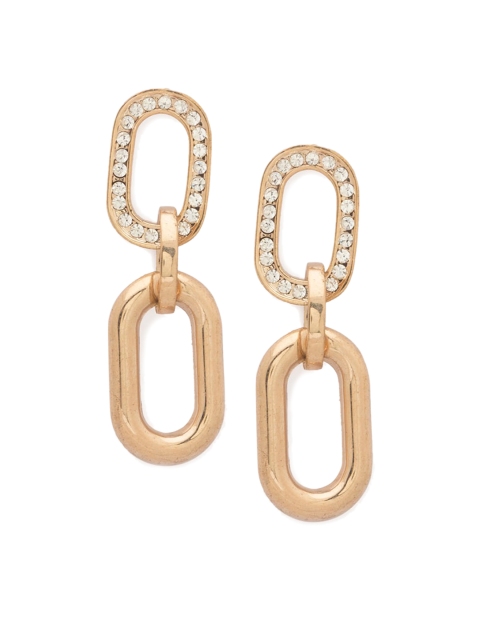 

Globus Gold-Plated Zircon Studded Geometric Drop Earrings