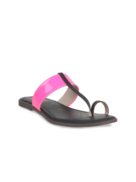 

STEPpings Women Black Colourblocked T-Strap Flats
