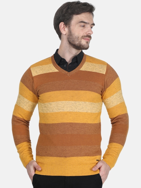 

Monte Carlo Men Yellow & Brown Striped Pullover