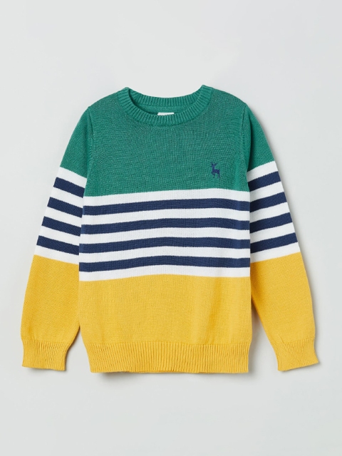 

max Boys Yellow & Green Colourblocked Cotton Pullover Sweater
