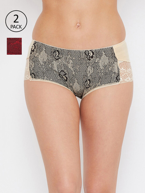 

Secrets by Zerokaata Women Pack Of 2 Assorted Self-Design Lace Hipster Briefs SZPTY0098A