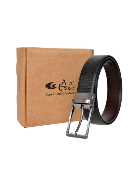 

Allen Cooper Men Black & Brown Textured Reversible Genuine Leather Formal Belt