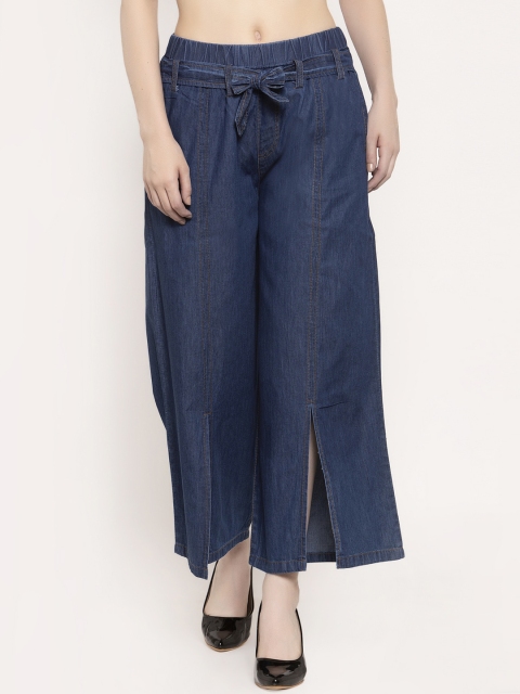 

ANAISA Women Blue Solid Denim Palazzos