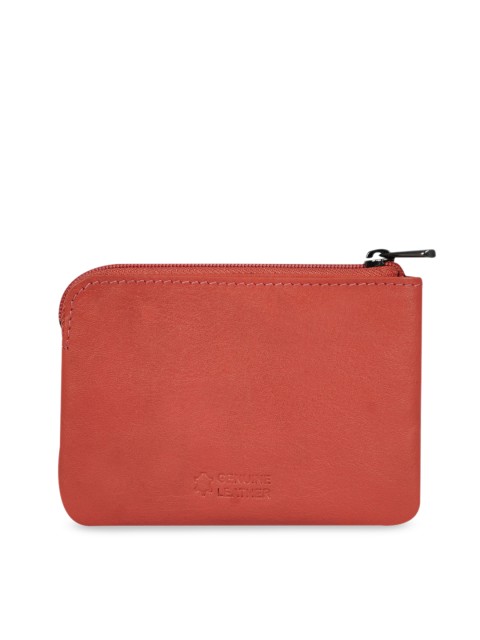 

CALFNERO Pink Solid Genuine Leather Zip Around Wallet