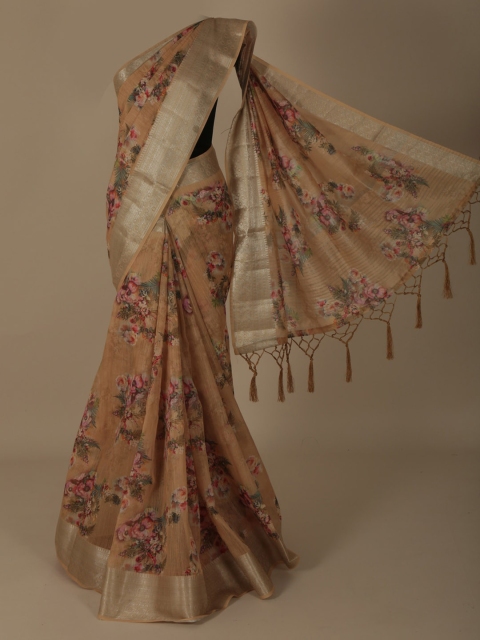 

Pothys Cream-Coloured & Red Linen Blend Woven Design Saree