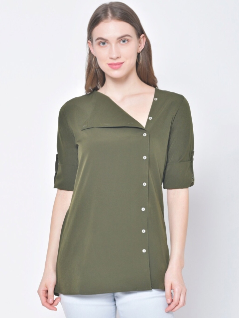 

Hapuka Women Olive Green Solid Longline Top