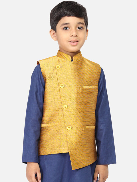

TABARD Boys Yellow Woven Design Nehru Jacket