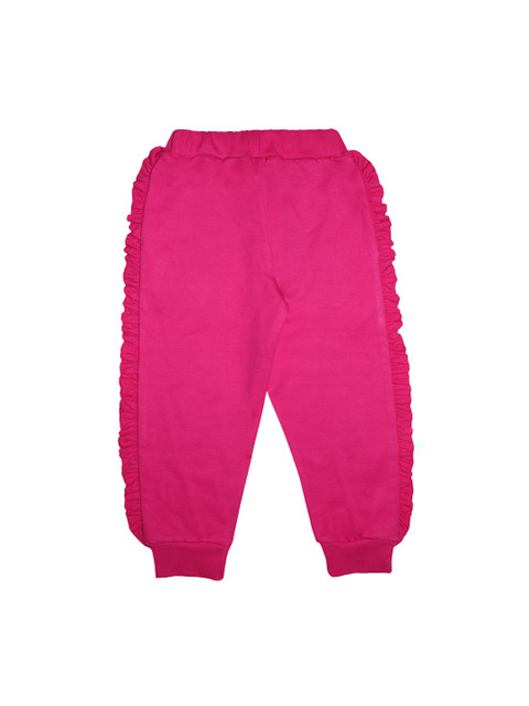 

KiddoPanti Girls Fuchsia-Pink Solid Straight-Fit Joggers