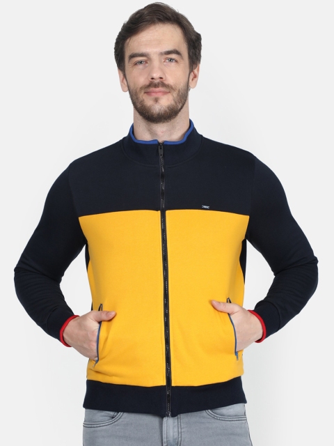 

Monte Carlo Men Yellow & Navy Blue Colourblocked Sweatshirt