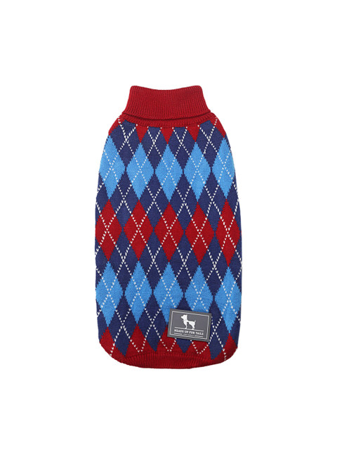 

Heads Up For Tails Multicoloured Argyle Dog Sweater, Multi