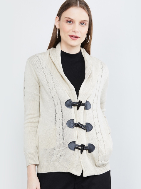 

max Women Cream-Coloured Self-Design Cardigan