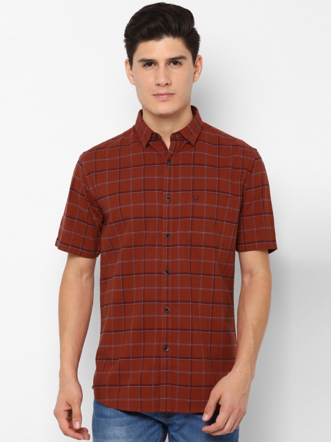 Allen Solly Men Maroon Slim Fit Checked Casual Shirt