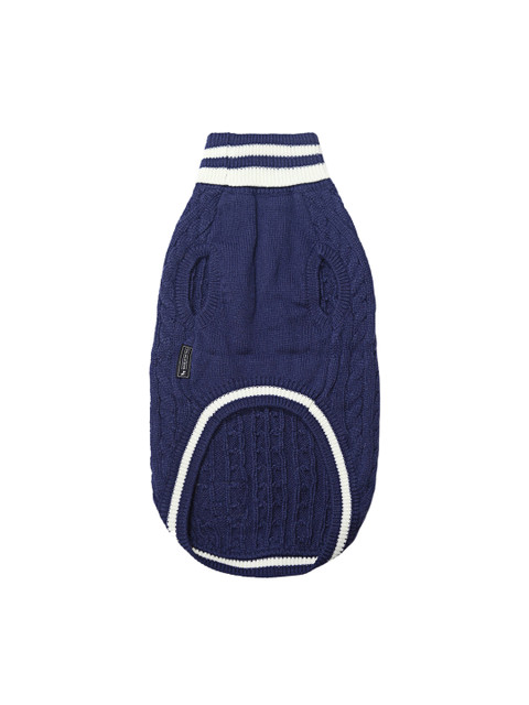 

Heads Up For Tails Navy Blue & White Cable Knit Dog Sweater