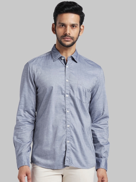 

Parx Men Blue Slim Fit Solid Casual Shirt