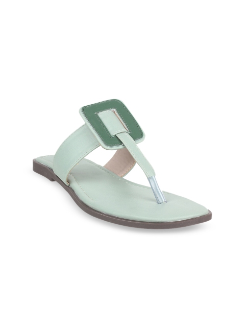 

STEPpings Women Green Solid T-Strap Flats