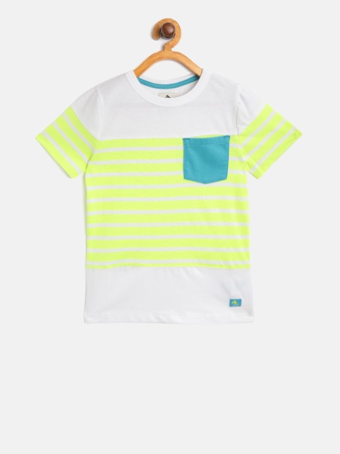 

Cherry Crumble Boys Yellow Striped Round Neck T-shirt