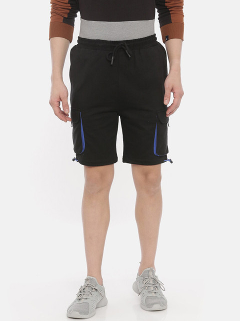 

Breakbounce Men Black Solid Slim Fit Sports Shorts