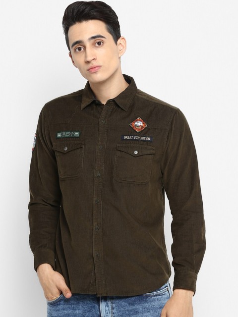 

SPYKAR Men Olive Green Slim Fit Solid Casual Shirt