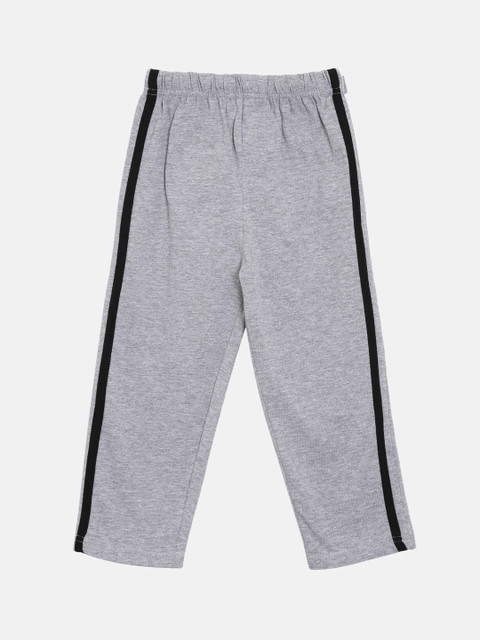 

Aomi Boys Grey Melange & Black Solid Track Pants
