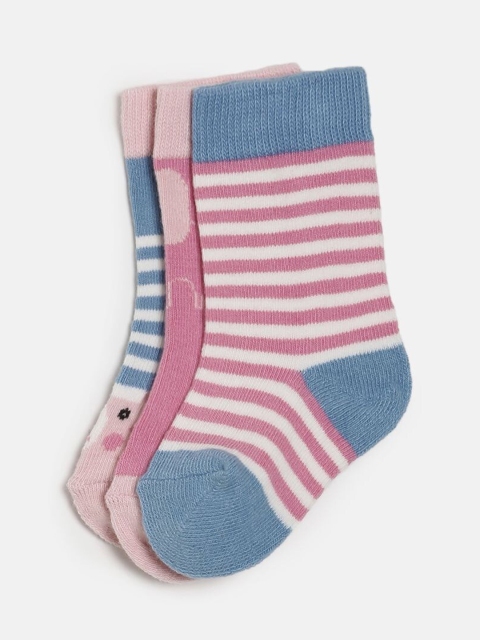 

MINI KLUB Infant Girls Pack of 3 Calf-Length Socks, Pink