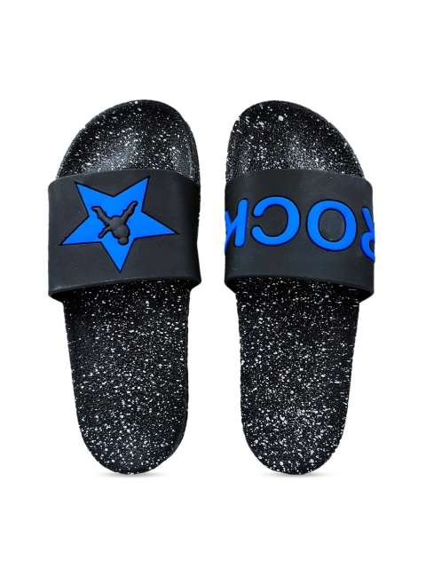 

Pampy Angel Men Black & Blue Printed Water Resistant Sliders