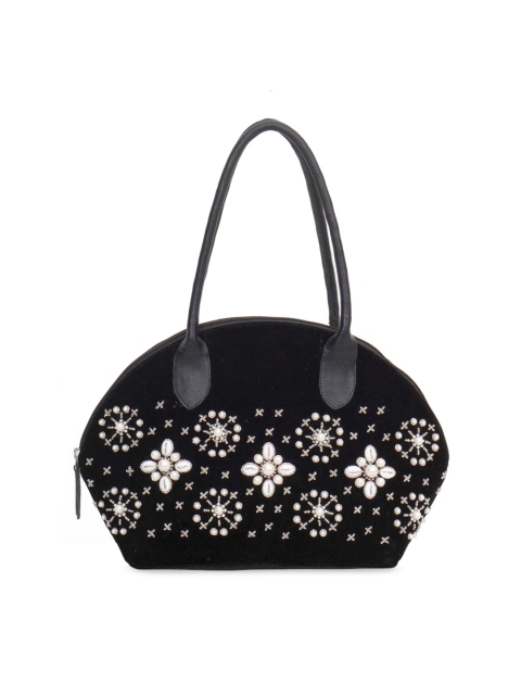 

Diwaah Black Embellished Velvet Shoulder Bag