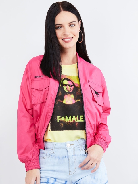 

max Women Pink Solid Bomber