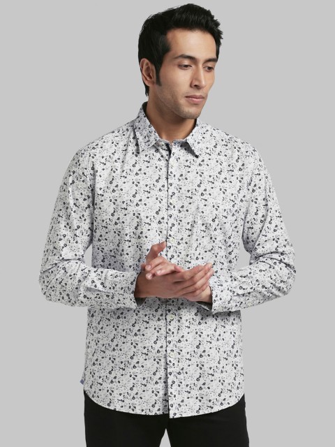 

Parx Men Grey & Black Slim Fit Printed Casual Shirt