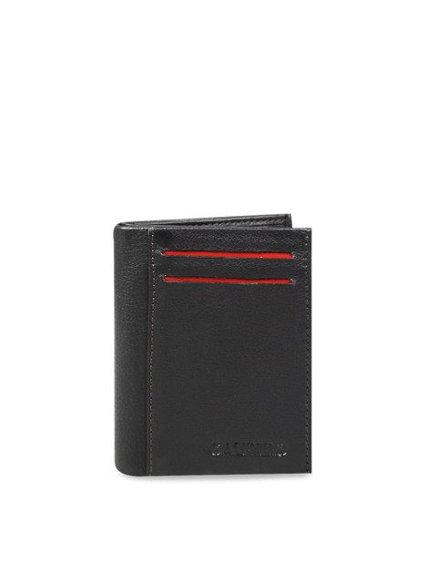 

CALFNERO Unisex Black Solid Leather Card Holder