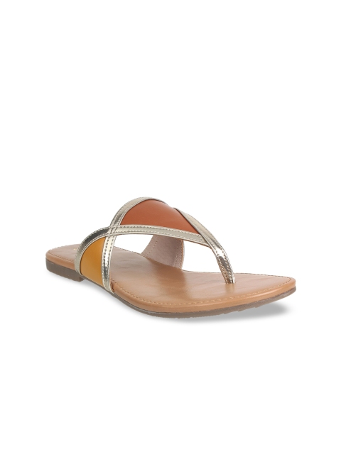 

STEPpings Women Brown Colourblocked Open Toe Flats