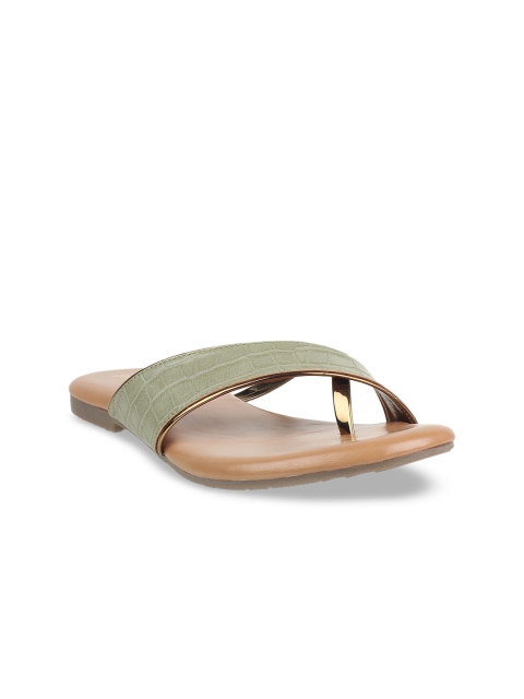 

STEPpings Women Olive Green Solid Open Toe Flats
