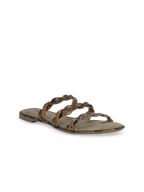 

Inc 5 Women Tan Woven Design Open Toe Flats