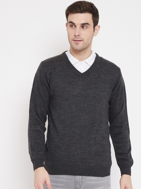 

NEVA Men Grey Solid Woolen Pullover