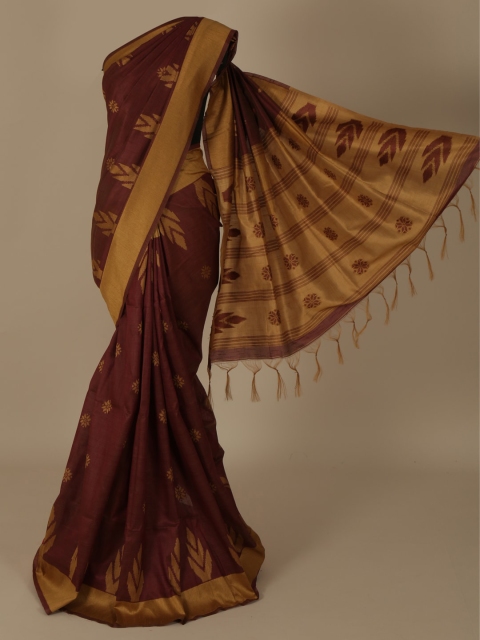 

Pothys Maroon Woven Design Jute Silk Saree