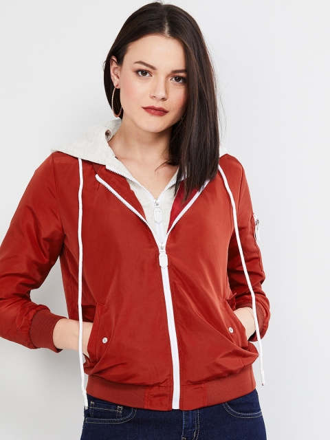 

max Women Red Solid Bomber Jacket