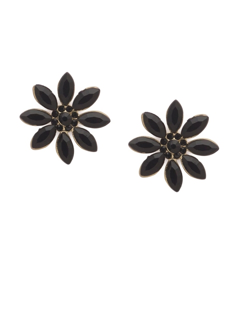 

Globus Black Gold Plated Handcrafted Floral Studs