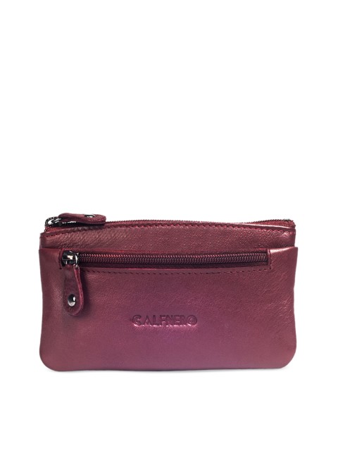 

CALFNERO Unisex Purple Solid Zip Around Wallet
