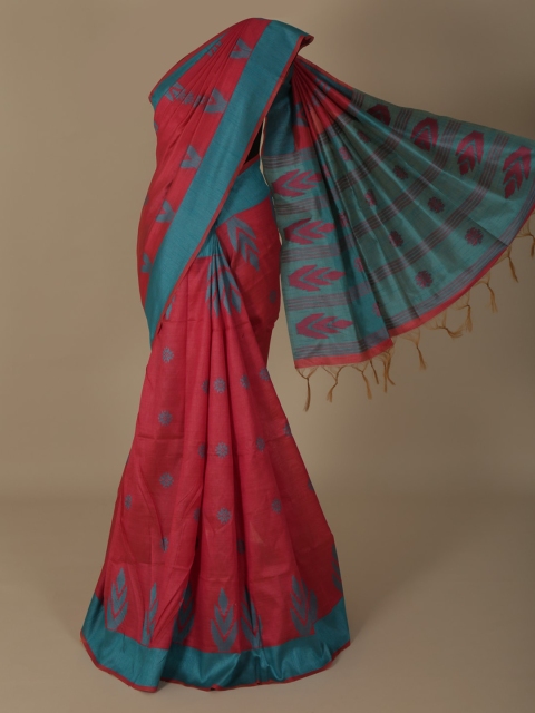 

Pothys Red & Blue Jute Silk Woven Design Saree