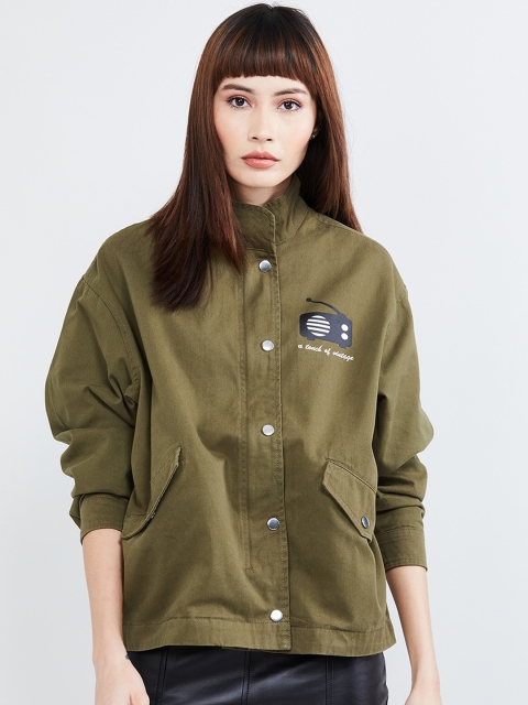 

max Women Green & White Printed Tailored Jacket