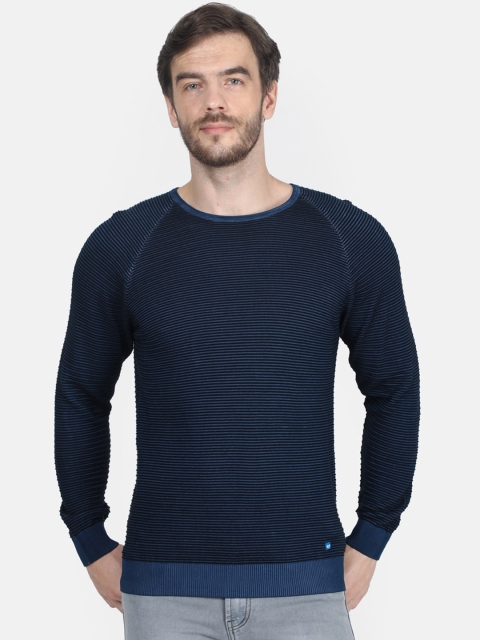 

Monte Carlo Men Blue Striped Pullover Sweater