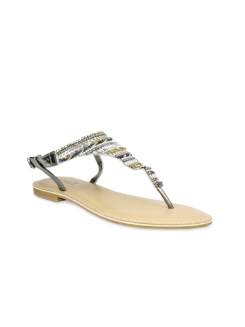 

Inc 5 Women Grey Embellished T-Strap Flats