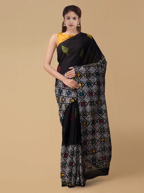 

Unnati Silks Black Printed Pure Cotton Saree