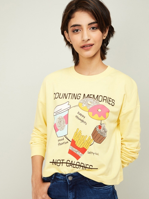 

Ginger by Lifestyle Women Yellow Printed Sweatshirt