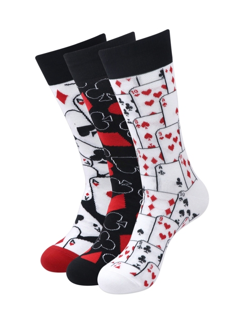 

Balenzia Men Pack of 3 Patterned Calf-Length Socks, White