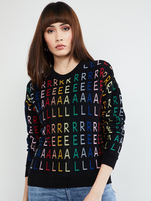 

max Women Black Printed Pullover