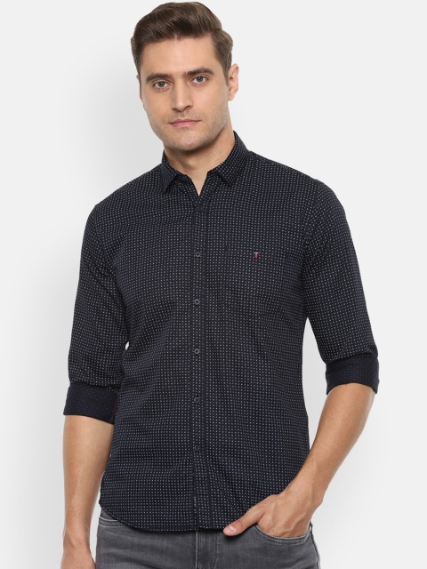 

Louis Philippe Jeans Men Navy Blue & Grey Slim Fit Printed Casual Shirt