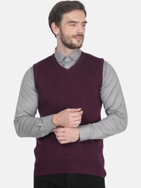 

Monte Carlo Men Purple Solid Sweater Vest